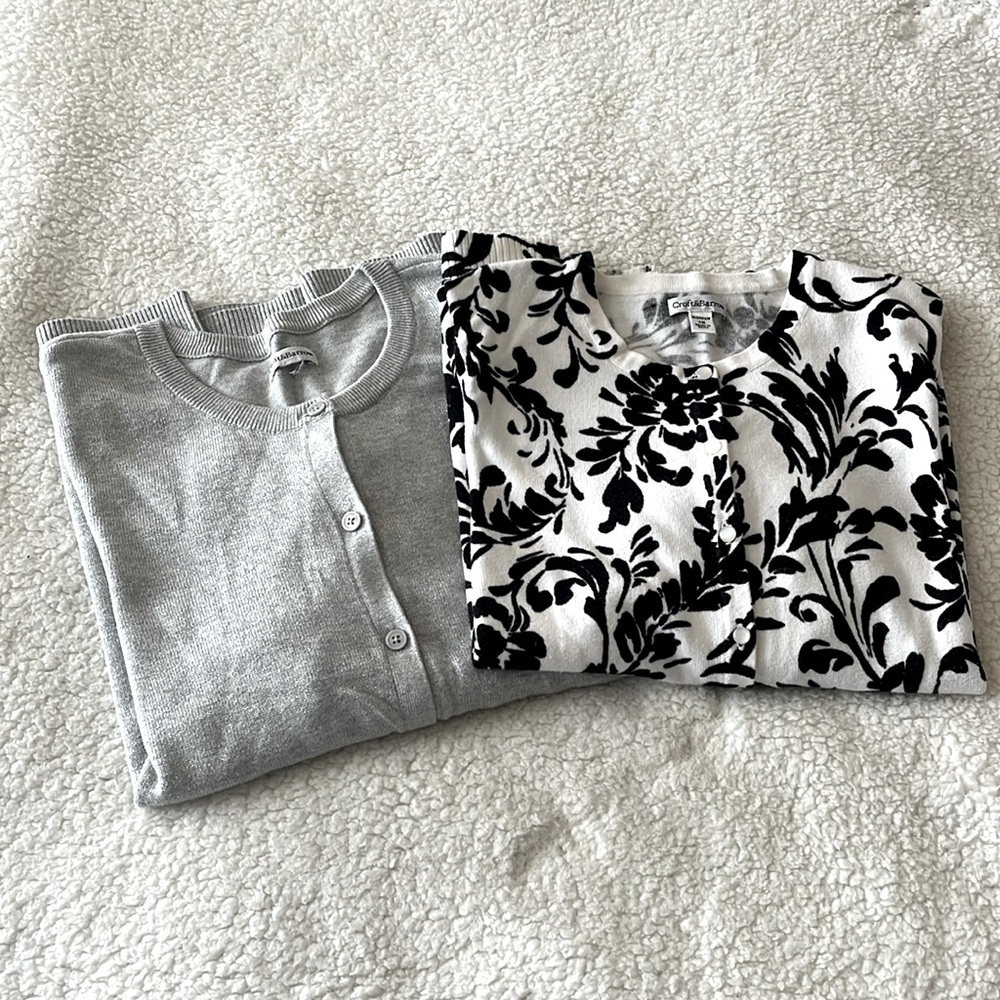 Chic Cardigan Bundle of 2 - Gray with Silver Sparkles and Floral, 1X